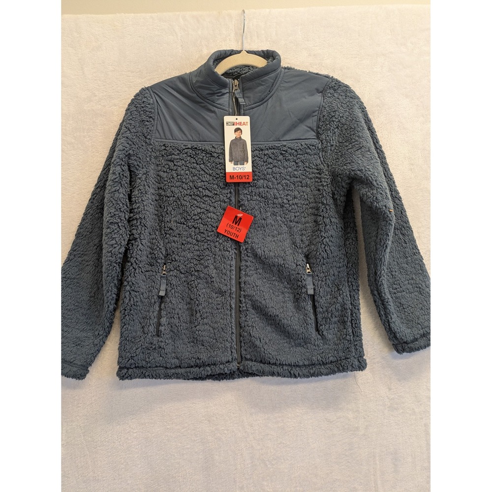 32 Degrees Heat Boys' Fleece Jacket Full Zip Gray Youth Size M (10/12)